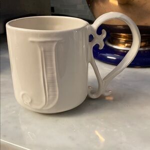 Pottery Barn Cream Monogram Mug